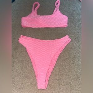 Shein hot pink bathing suit very cheeky on bottoms!